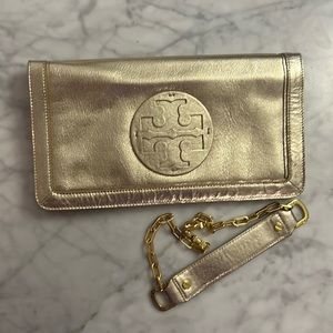 Tory Burch Gold Clutch/shoulder bag